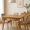 "Nordic Elegance" Solid Beech Wood Dining Set – Square Table & 4 Chairs
